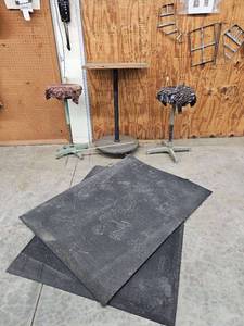lot 14869 image: Assorted Lot of table, Stool and Fatigue Mats