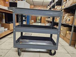 lot 29093 image: Industrial 3 tier Rolling Cart With Contents