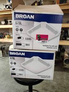 lot 44015 image: (2) Broan 679L Ventilation Fan with Light, 70 CFM