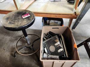 lot 44029 image: Industrial Shop Stool and Metal Parts Lot