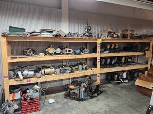lot 44031 image: 16ft Wooden Shelf, Contents Not Included