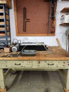 lot 44041 image: Industrial Workbench with Two Drawers