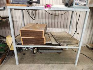 lot 44045 image: Industrial Metal Work Table with Storage Shelf
