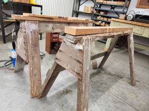 lot 44055 image: (2) Wooden Sawhorse