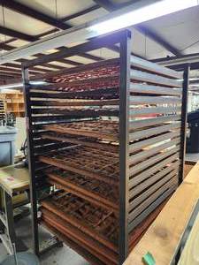 lot 44064 image: Industrial Metal Rack with Multiple Trays