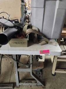 lot 44066 image: Singer Industrial Sewing Machine Motor and Stand Assembly