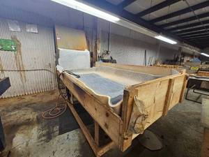 lot 8524 image: Industrial Fiberglass Molding Table with Wooden Frame