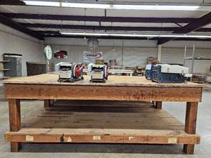 lot 45420 image: Handmade 8ft Wooden Work Table