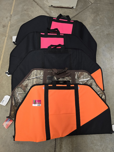 lot 16431 image: Nylon Bow Cases - Black with Pink and Orange Accents, Camo Pattern