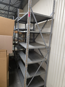lot 45397 image: Industrial Steel Storage Shelving Unit with Cross Bracing