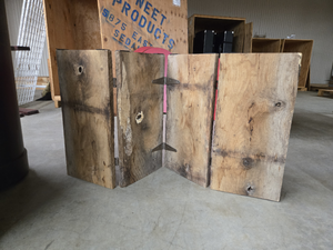 lot 16419 image: Rustic Wooden Folding Divider with Metal Hinges