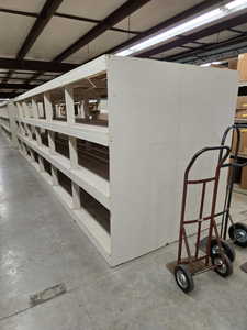 lot 45382 image: Industrial Storage Shelving Unit - Multi-Tier White Warehouse Shelves