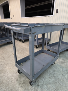 lot 13086 image: Industrial Steel 2-Shelf Utility Cart with Casters