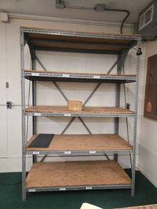 lot 42949 image: Industrial Steel Storage Rack with Wood Shelves NY-MG Model