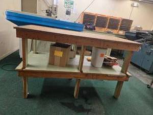 lot 42957 image: Vintage Industrial Two-Tier Wood Work Table