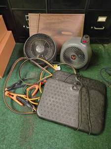 lot 42976 image: Vornado Fans, McGill Heated Foot Rests, and Jumper Cable Set