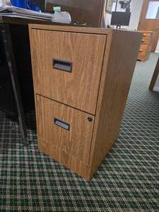 lot 48126 image: 2-Drawer Vertical File Cabinet Oak Wood Grain Finish