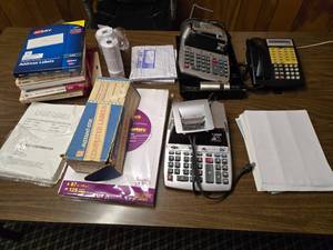 lot 48142 image: Office Supply Lot - Canon MP11DX Calculators, Avery Labels, and Phone System