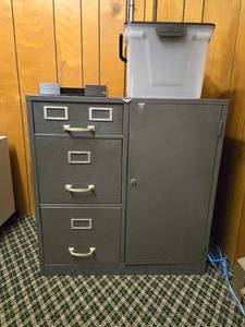 lot 48146 image: Metal Filing Cabinet with Combination Safe Storage