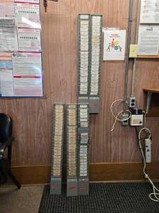 lot 48153 image: (5) Lathem Time Card Racks