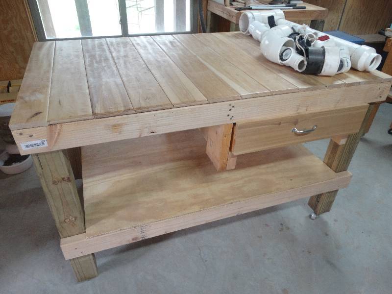 Custom Built Solid Wood Work Bench On Wheels Andover Ks Estate