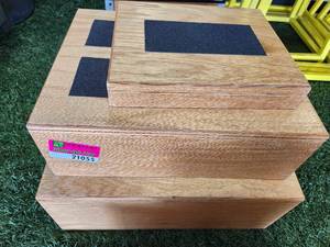 lot 21055 image: Oak Wood Plyo Boxes with Non-Slip Pads Set of 3