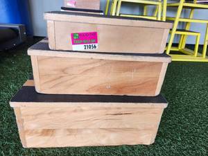 lot 21056 image: Wooden Plyo Boxes with Non-Slip Tops - Set of 3