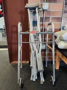 lot 21094 image: Hugo Comfort Max Medical Walker and Standard Aluminum Walker Bundle
