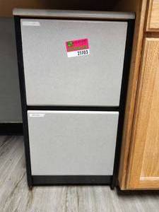 lot 21103 image: 2-Drawer Metal Filing Cabinet with Silver Fronts