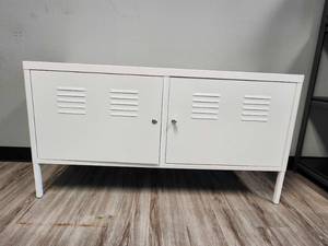 lot 21110 image: White Metal Storage Cabinet with Locker Vents