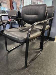 lot 21136 image: Black Leather Guest Chair with Metal Frame