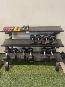 lot 21033 image: Keys Fitness Hex Dumbbell Set with Storage Rack
