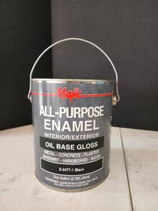 lot 306 image: Majic All-Purpose Enamel InteriorExterior Oil Base Gloss Paint - Black 1 Gallon