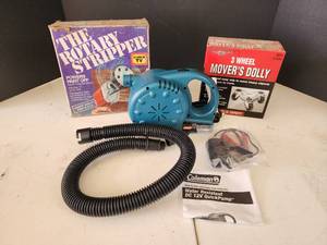 lot 308 image: Rotary Stripper Paint Removal Tool, Haul-Master Movers Dolly and Air Mattress Pump