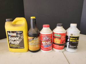 lot 311 image: Automotive Fluids - Prestone Super Flush, Gas Line Anti-Freeze, DOT3 Brake Fluid