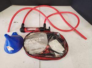 lot 330 image: 12ft Booster Cables with Multi-Use Transfer Pump