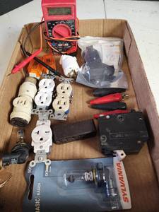 lot 351 image: Electrical Supply Lot - Digital Multimeter, Outlets, and Components