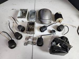 lot 354 image: Electrical Junction Box Lot with Conduit Fittings and Lamp Sockets