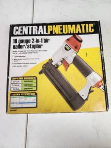 lot 372 image: Central Pneumatic 2-in-1 18 Gauge Nailer-Stapler Model 68019 with Fasteners