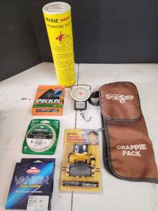 lot 384 image: Fishing Gear Lot - Spiderline, Magic Worm, Berkley Line, Headlamp, Scale