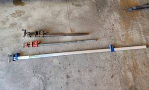 lot 537 image: 60in Pittsburgh Bar Clamp and 2 More Bar Clamps