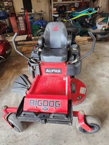 lot 4 image: Big Dog Alpha 42-inch Zero Turn Lawn Mower with Smart Choke (Runs and Cuts Great)