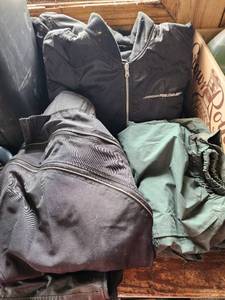 lot 558 image: Fieldsheer Motorcycle Jacket 2xl, Rocket Pants with Liner 2xl and Field and Stream Rain Pants xl