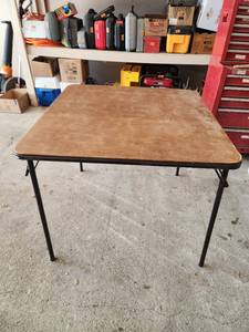 lot 595 image: Square Folding Card Table with Metal Legs- no chairs