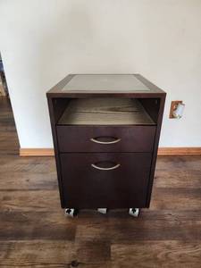 lot 294 image: Mobile 2-Drawer File Cabinet with Glass Top