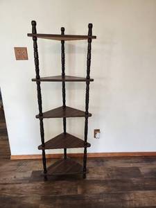 lot 296 image: 5-Tier Corner Display Shelf with Turned Wood Posts