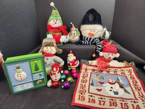 lot 702 image: Christmas Holiday Decoration Collection - Snowmen, Ornaments and Santas