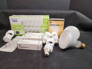 lot 711 image: Light Bulb Lot - GE Crystal Clear and Great Value CFL Bulbs