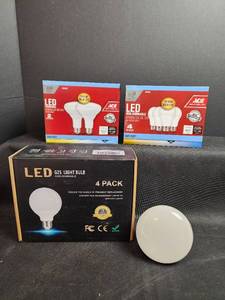 lot 717 image: LED Light Bulb Lot - ACE 65W60W Daylight Bulbs and G25 4-Pack