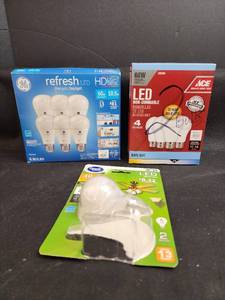 lot 718 image: LED Light Bulb Lot - GE Refresh, ACE, Great Value Brands